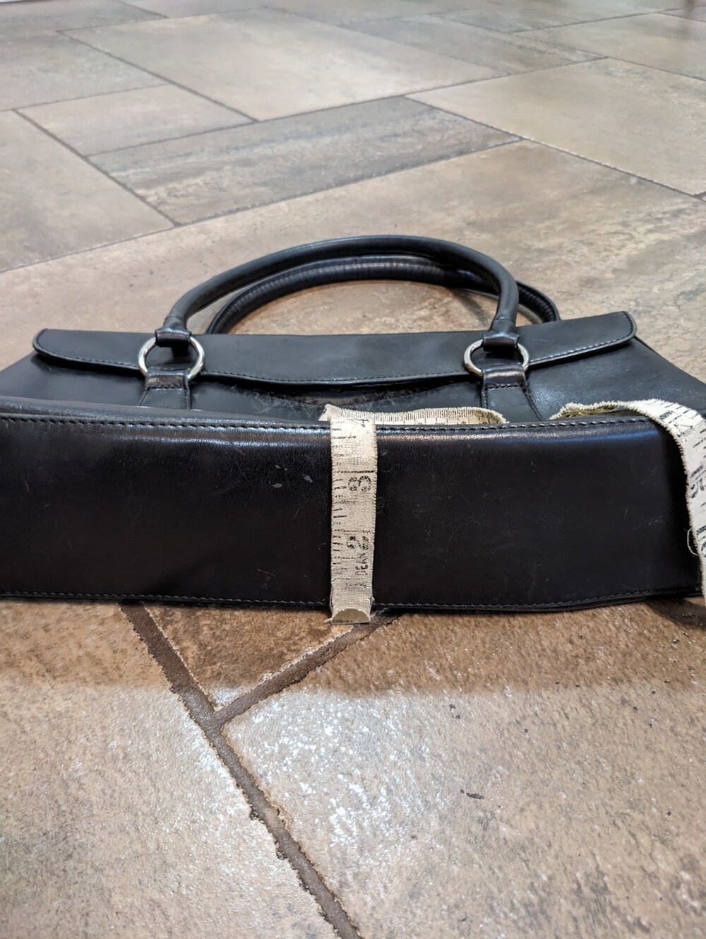 Vintage Danier Butter Soft Smooth Leather Chic Satchel EW Shoulder Bag Black ๐ค - Picture 12 of 16